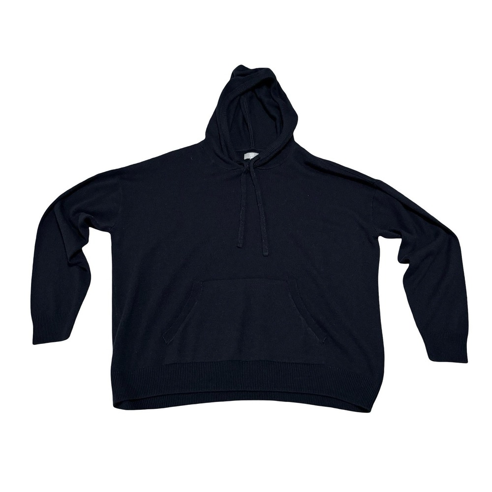 True Craft Women's Knit Drawstring Hoodie Navy Blue Size Large 24 x 24